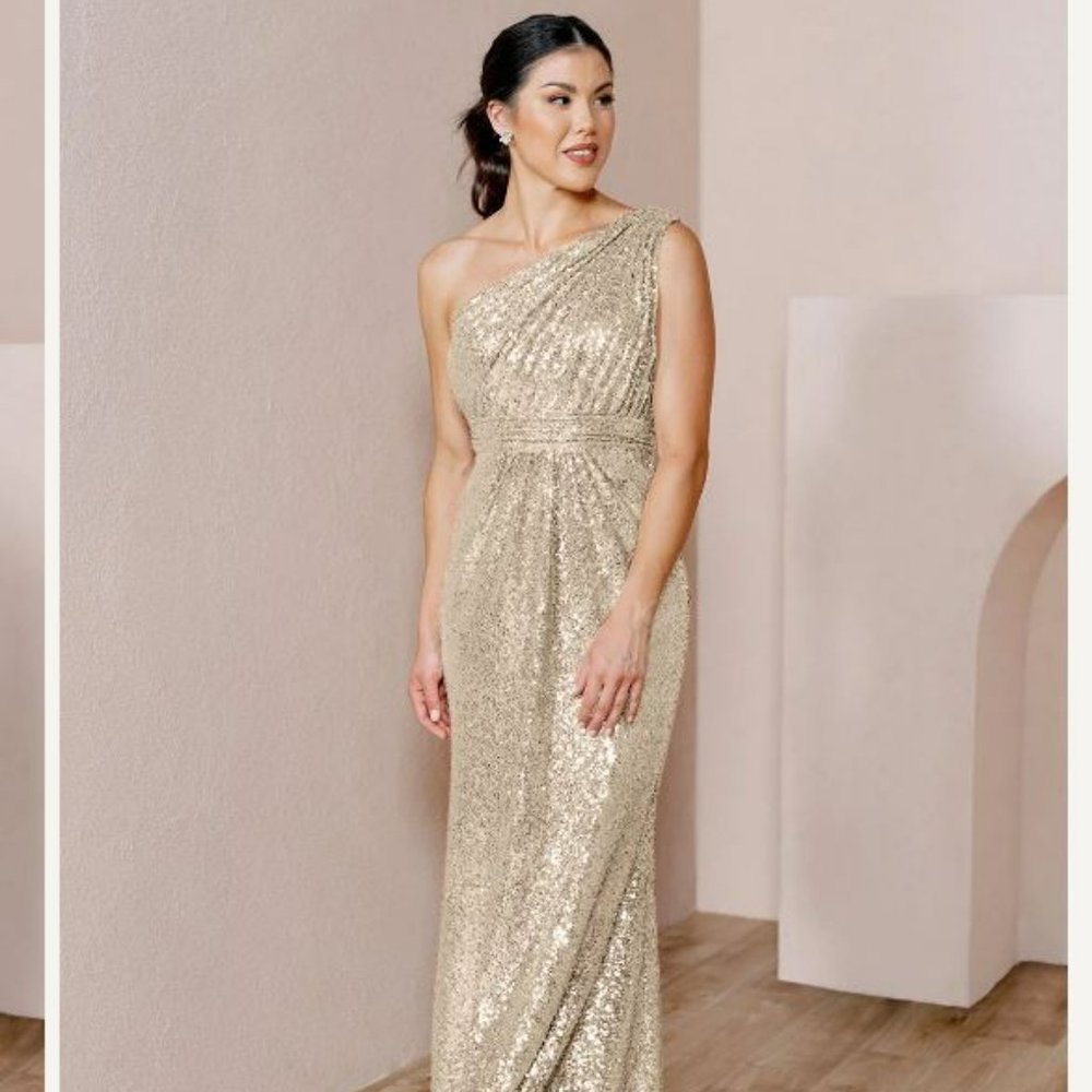 Revelry Starla Sequin Dress - Champagne Gold - 6 Petite